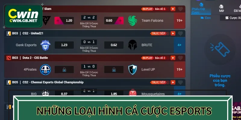 Các loại hình cá cược thể thao điện tử ấn tượng